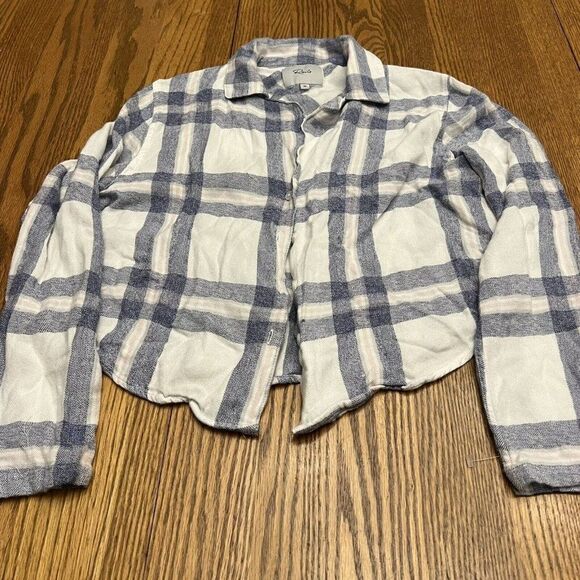 Rails Chambray Long Sleeve Cropped Button Down XS - Picture 1 of 6